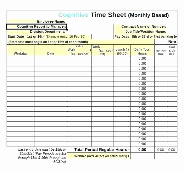 Excel formula for Time Card Elegant Time Card Excel Template with Overtime Free Weekly