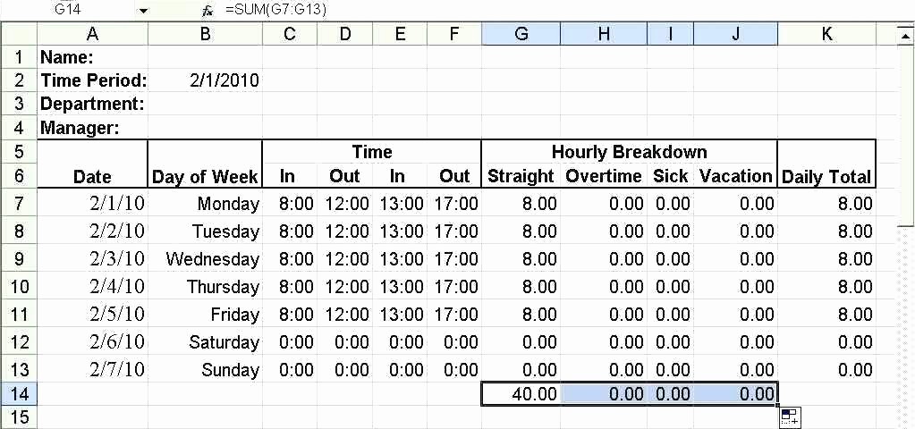 Excel formula for Time Card Inspirational Timecard In Excel with formulas Excel Weekly Excel formula