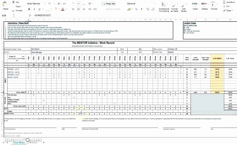 Excel formula for Time Card Lovely Timecard In Excel with formulas Excel Weekly Excel formula
