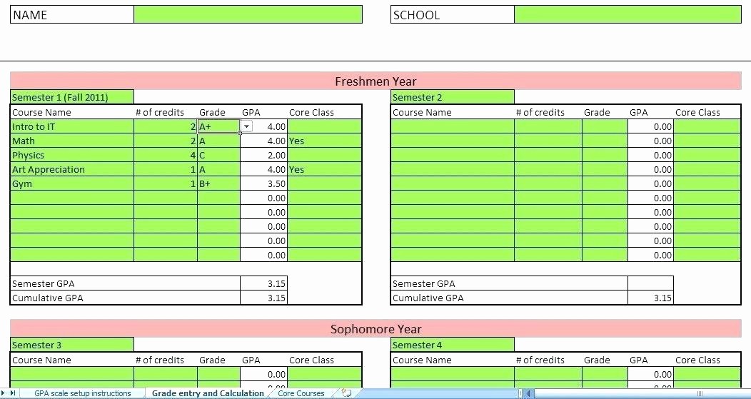 Excel formula to Calculate Gpa Awesome Gpa Calculator Excel Template Grade Calculator Excel