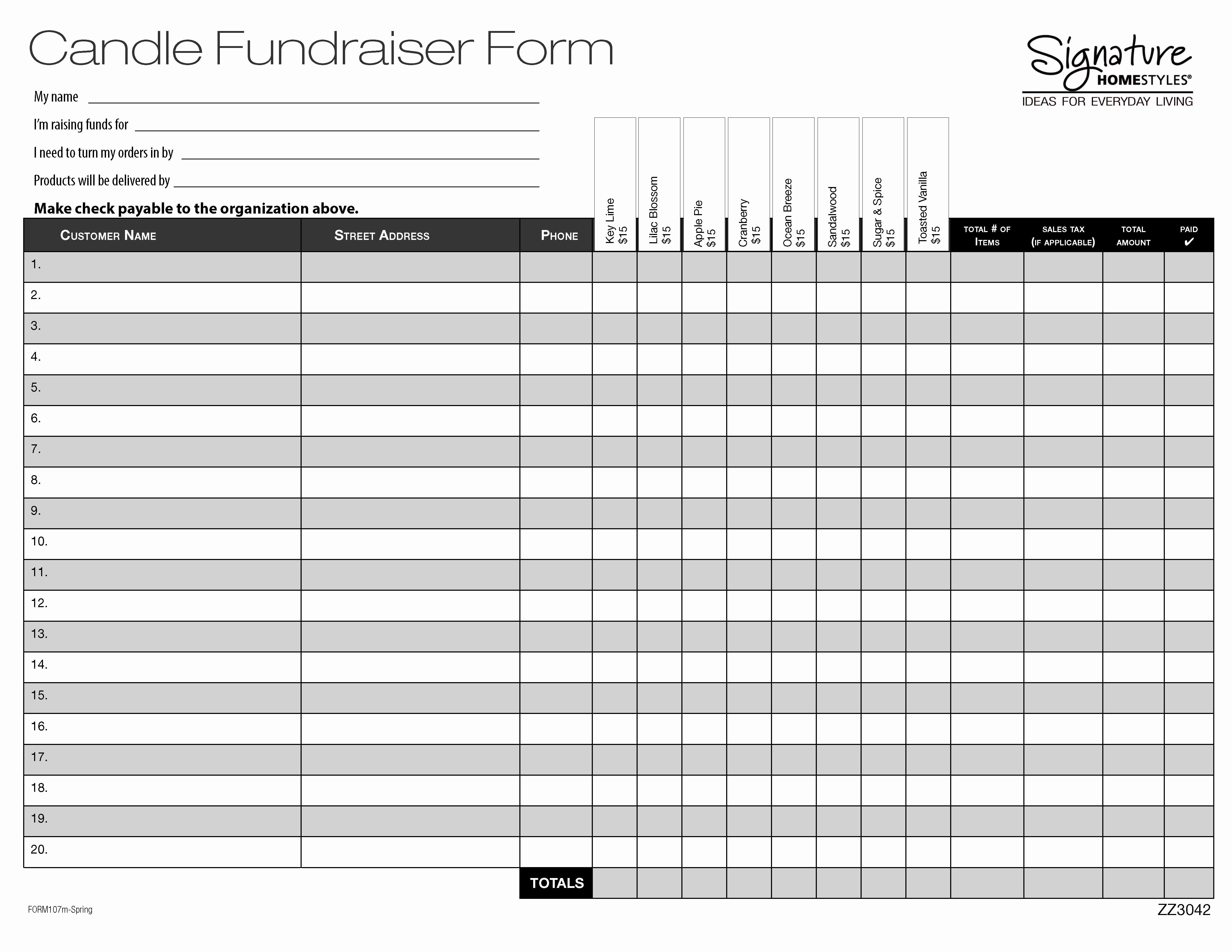 Excel Fundraiser order form Template Unique order form Template
