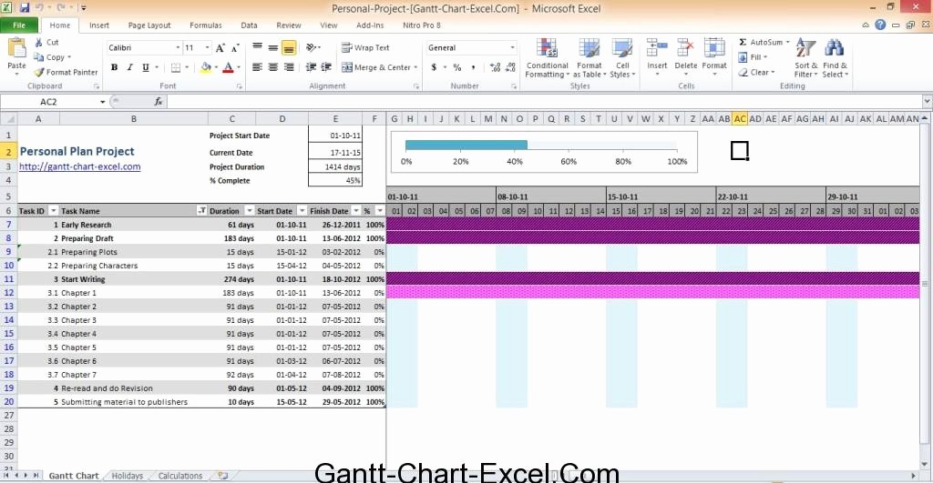 Excel Gantt Project Planner Template Unique Gantt Chart Excel 2010 Personal Project Plan Templategantt