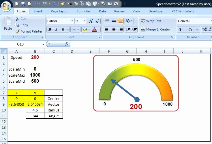 Excel диаграмма спидометр