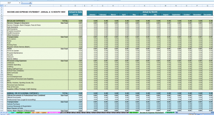 how to make an in e and expense spreadsheet