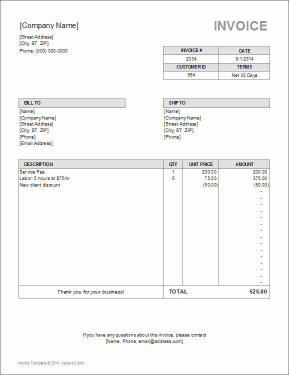 Excel Invoice Template Free Download Beautiful Billing Invoice Template for Excel