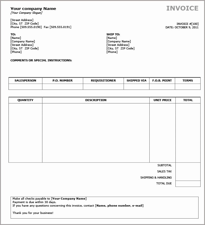 Excel Invoice Template Free Download Elegant 38 Free Basic Invoice Templates
