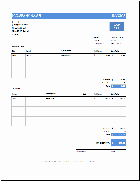 Excel Invoice Template with Logo Best Of Ms Excel Handyman Invoice Template