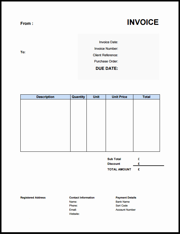 Excel Invoice Template with Logo Inspirational Free Sample Invoice format Uk Billing Invoice Sample