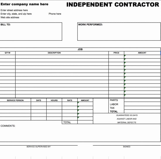 Excel Invoice Template with Logo Lovely Template Independent Contractor Invoice