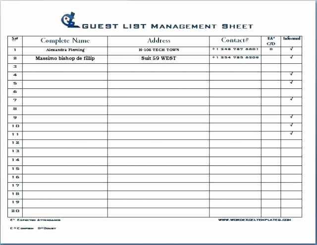 Excel Party Guest List Template Lovely Template Word Self Employed Payslip Sample Download Salary