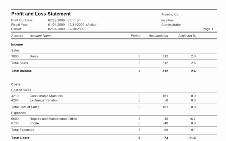Excel Profit and Loss Statement Lovely Profit and Loss Statement Template Excel