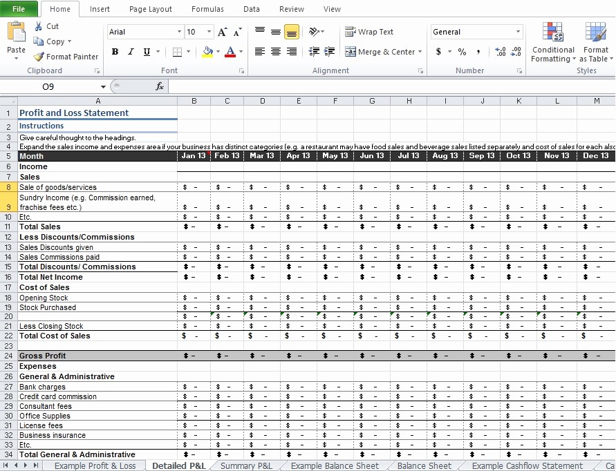 Excel Profit and Loss Statement Lovely Restaurant Profit and Loss Statement Template Excel