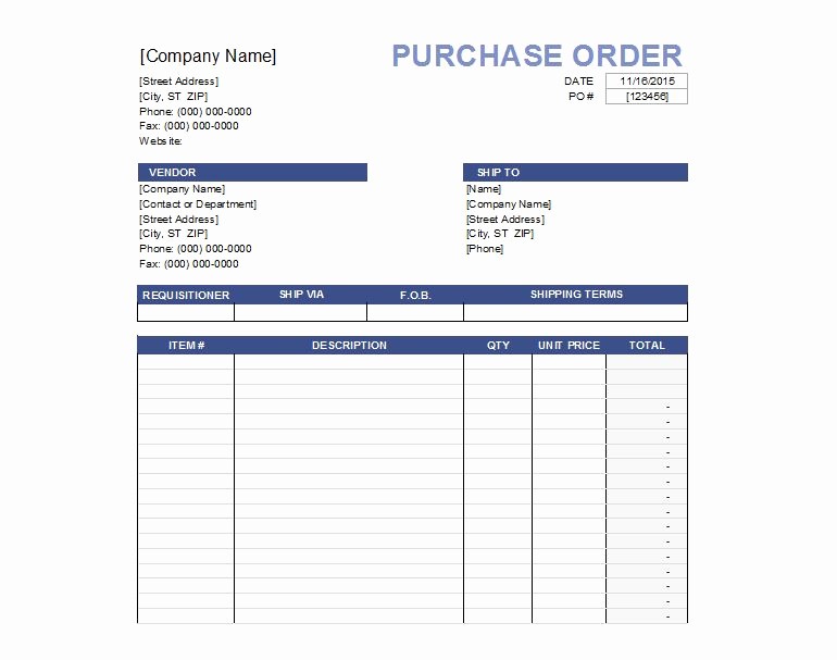 Excel Purchase order Template Free Awesome 39 Free Purchase order Templates In Word & Excel Free