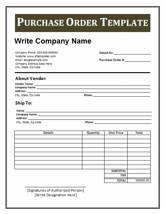 Excel Purchase order Template Free Beautiful 37 Free Purchase order Templates In Word &amp; Excel