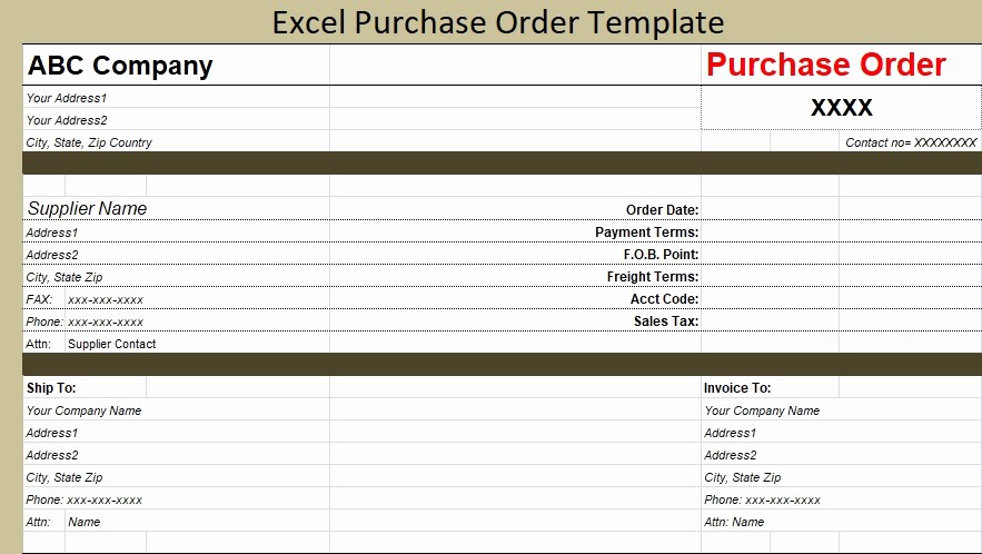 Excel Purchase order Template Free Fresh Excel Purchase order Template Free