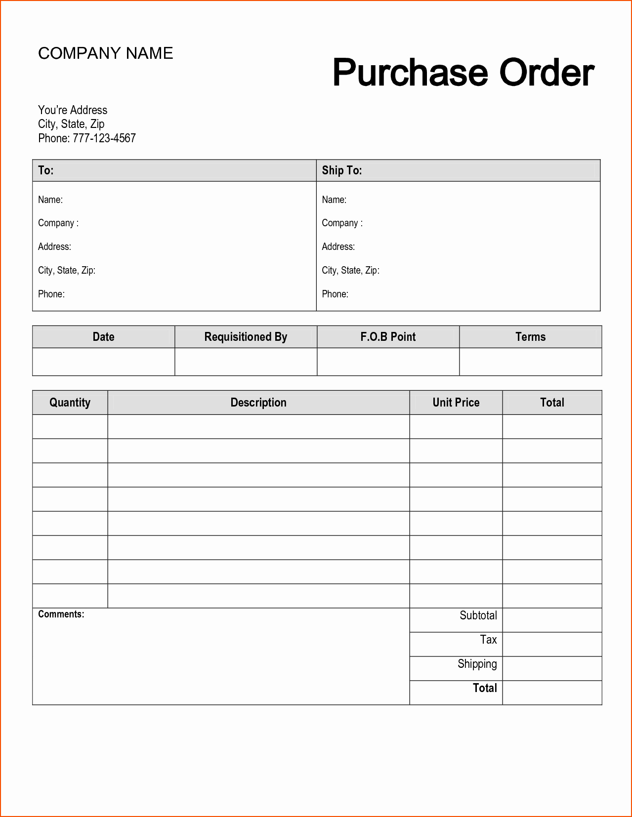 Excel Purchase order Template Free Inspirational 4 Free Purchase order Template Bookletemplate