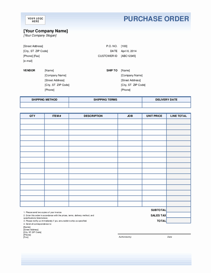 Excel Purchase order Template Free Luxury Purchase order Template