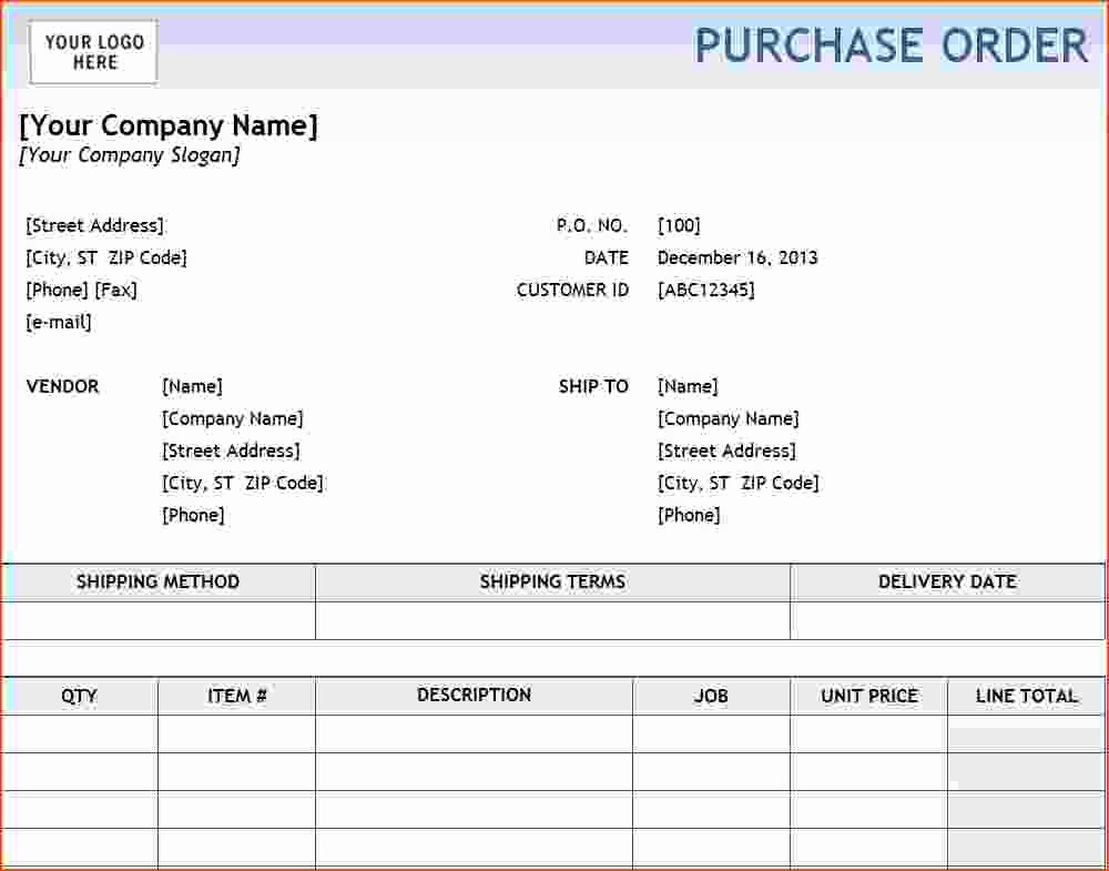 Excel Purchase order Template Free New 6 Purchase order Template Excel Bookletemplate