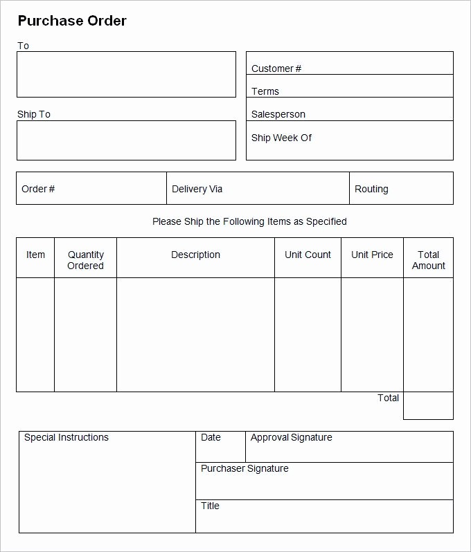 Excel Purchase order Template Free New Purchase order Template format Sample