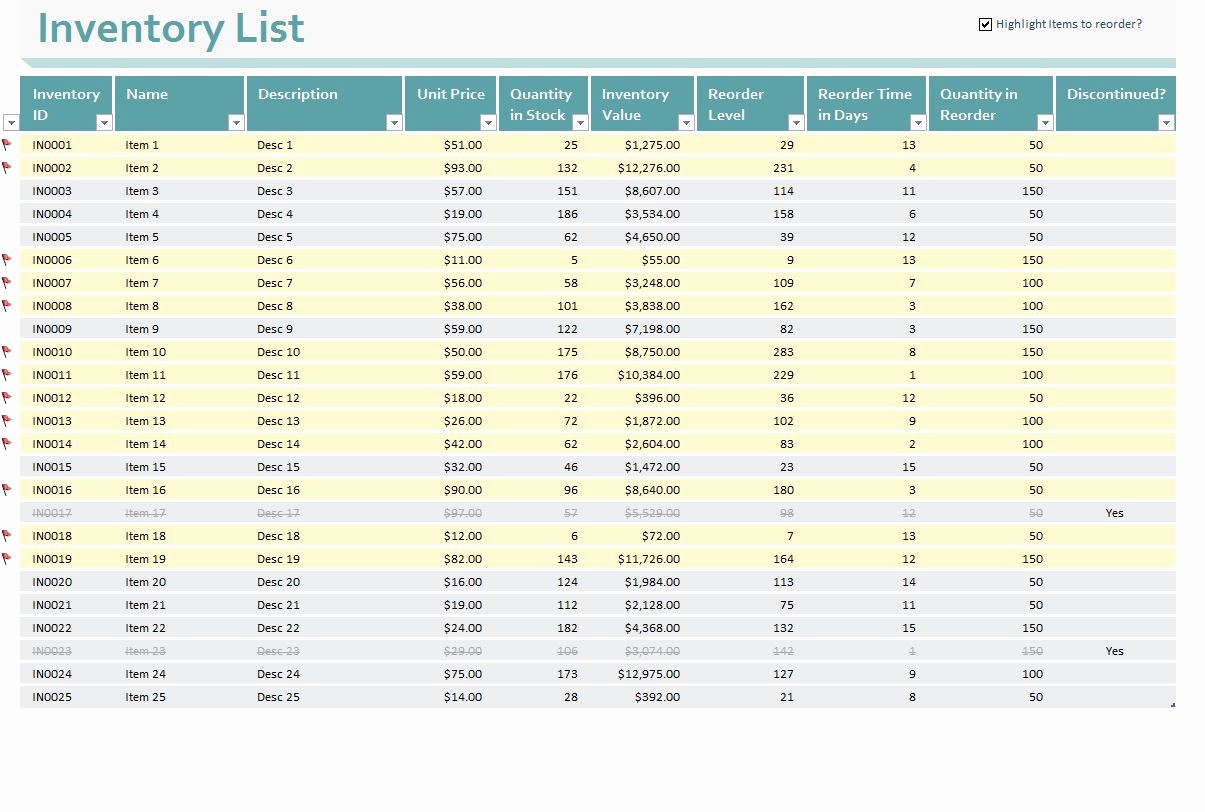 Excel Sheet for Inventory Control Awesome Excel Inventory Control