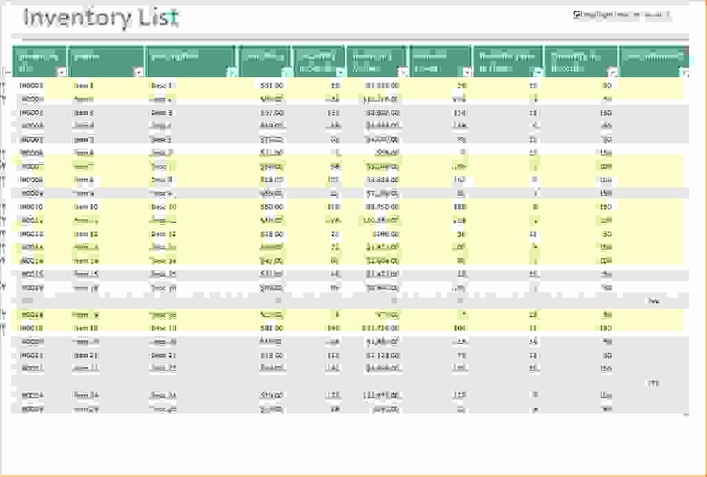 Excel Sheet for Inventory Control Luxury 6 Inventory Management Excel Template