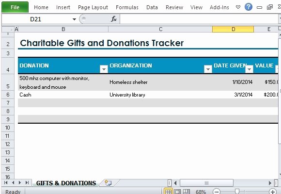 Excel Spreadsheet for Church Contributions Fresh Charitable Donation Tracking Spreadsheet