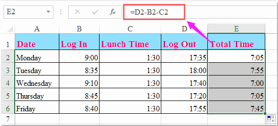 schedule template in excel that calculate hours worked