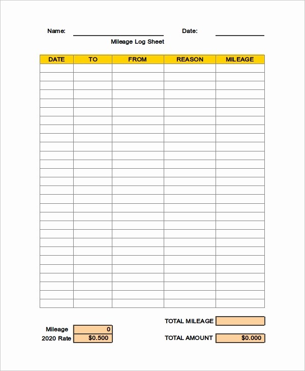 Excel Spreadsheet for Mileage Log Best Of Log Sheet Template 18 Free Word Excel Pdf Documents