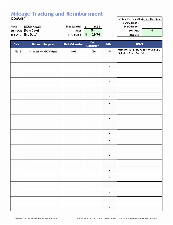 Excel Spreadsheet for Mileage Log Inspirational Free Mileage Tracking Log and Mileage Reimbursement form