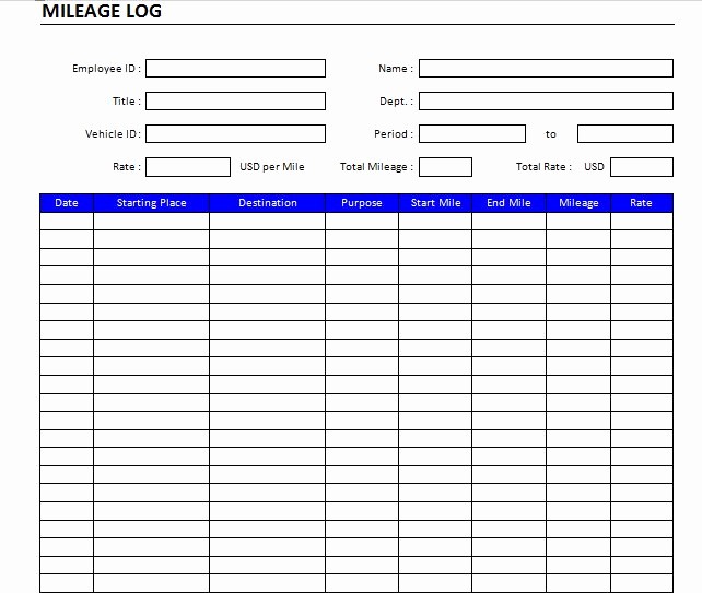 Excel Spreadsheet for Mileage Log Lovely 30 Printable Mileage Log Templates Free Template Lab