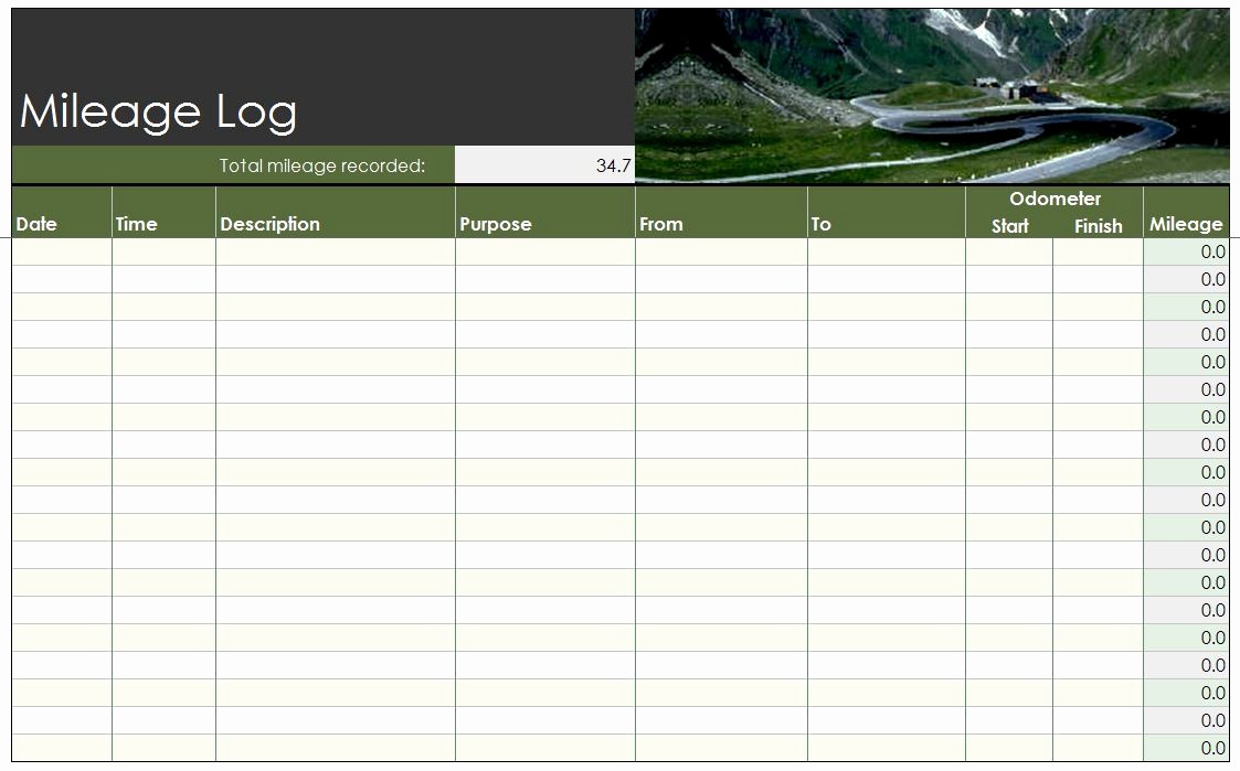 Excel Spreadsheet for Mileage Log Luxury Expense Tracking Template
