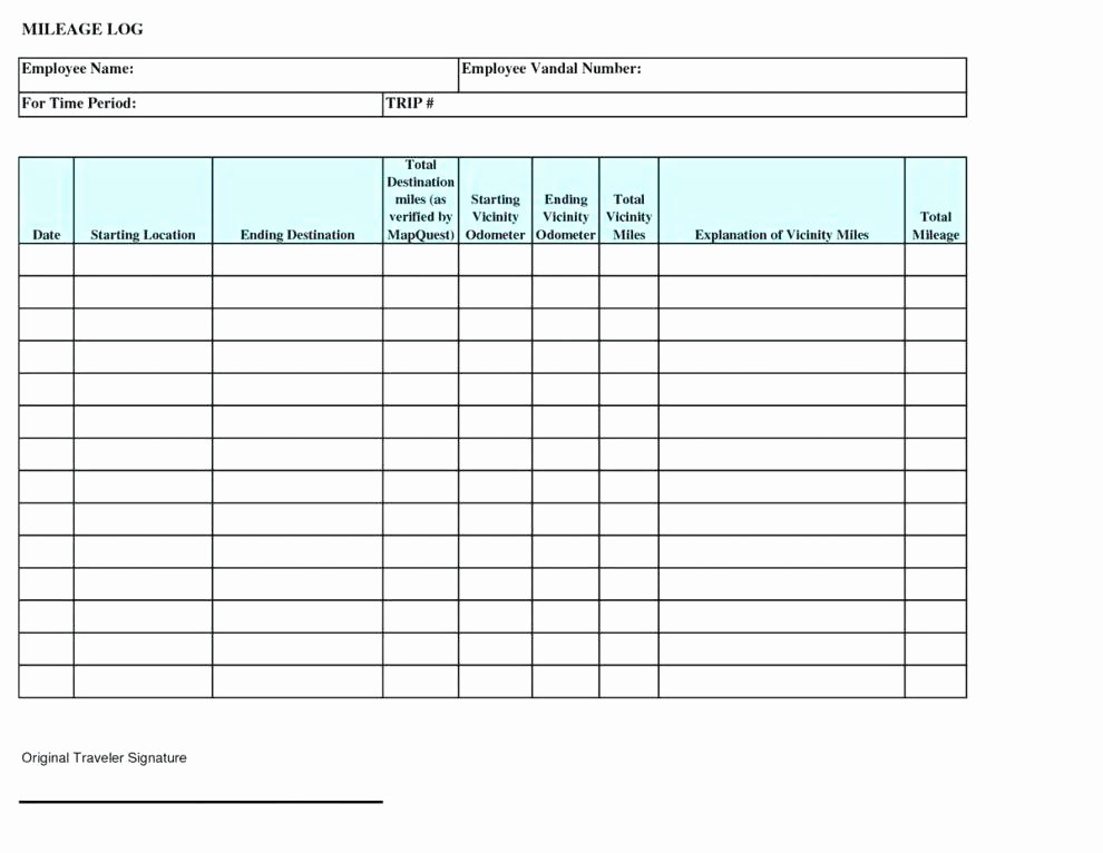 Excel Spreadsheet for Mileage Log Unique Trip Sheet format – Threestrands