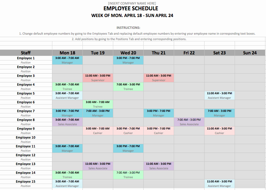 Excel Spreadsheet Template for Scheduling Awesome Employee Schedule Template In Excel and Word format
