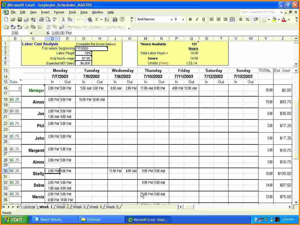 Excel Spreadsheet Template for Scheduling Best Of 7 Work Schedule Calendar