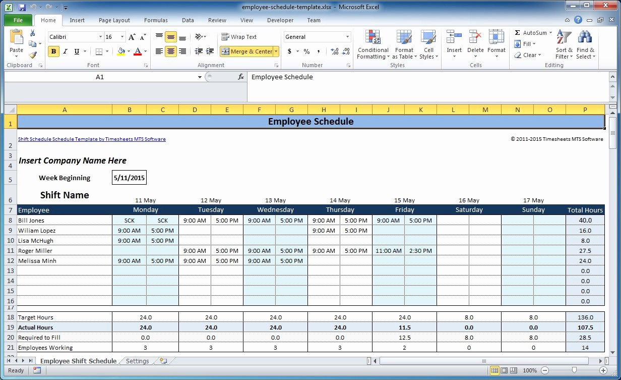 Excel Spreadsheet Template for Scheduling Inspirational Free Employee and Shift Schedule Templates