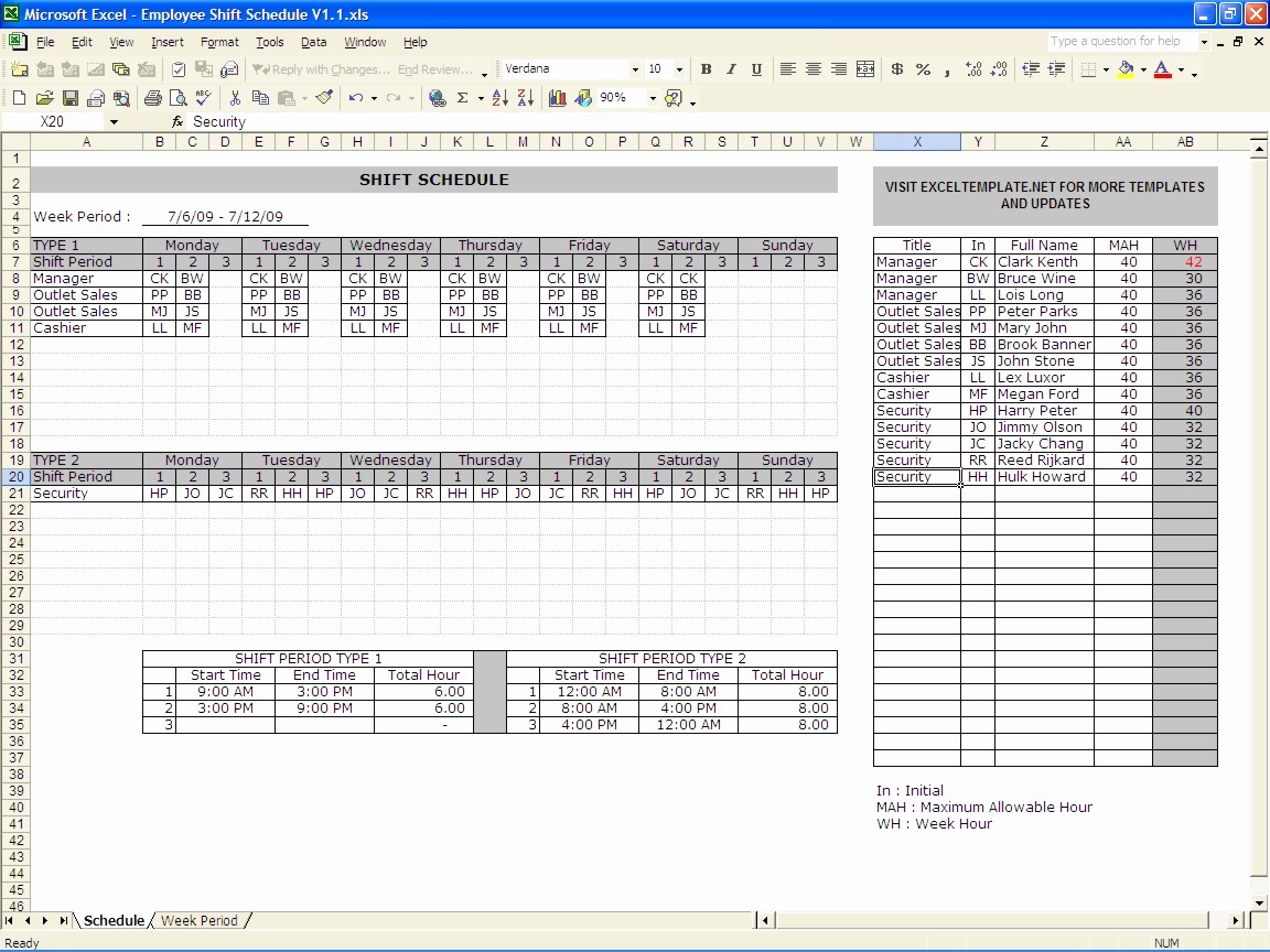Excel Spreadsheet Template for Scheduling Lovely Excel Shift Schedule Template