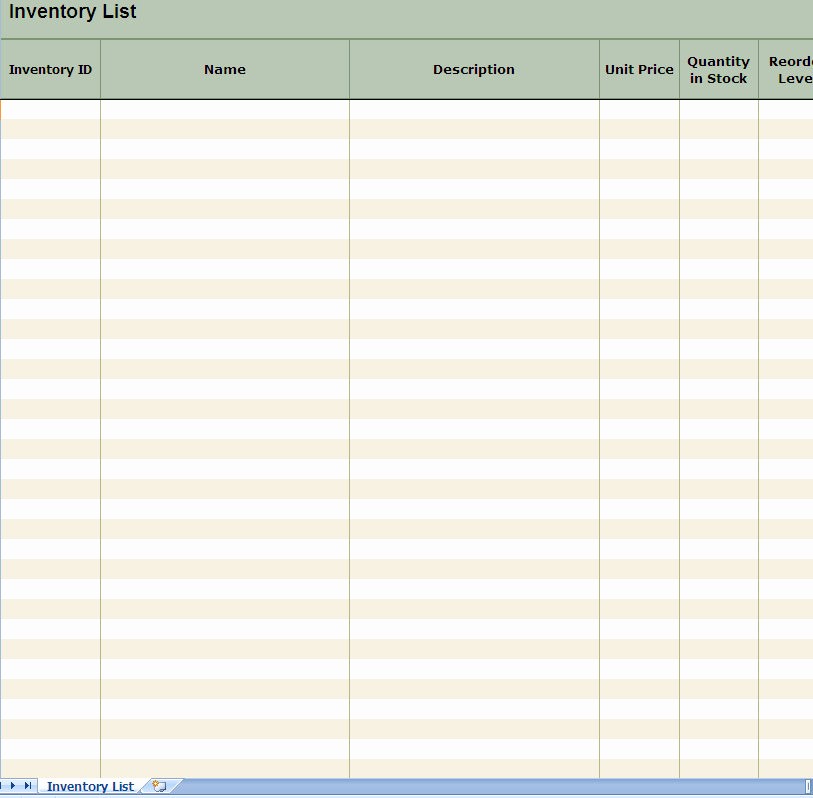 Excel Spreadsheet Templates for Inventory Awesome Inventory List Spreadsheet Template for Excel