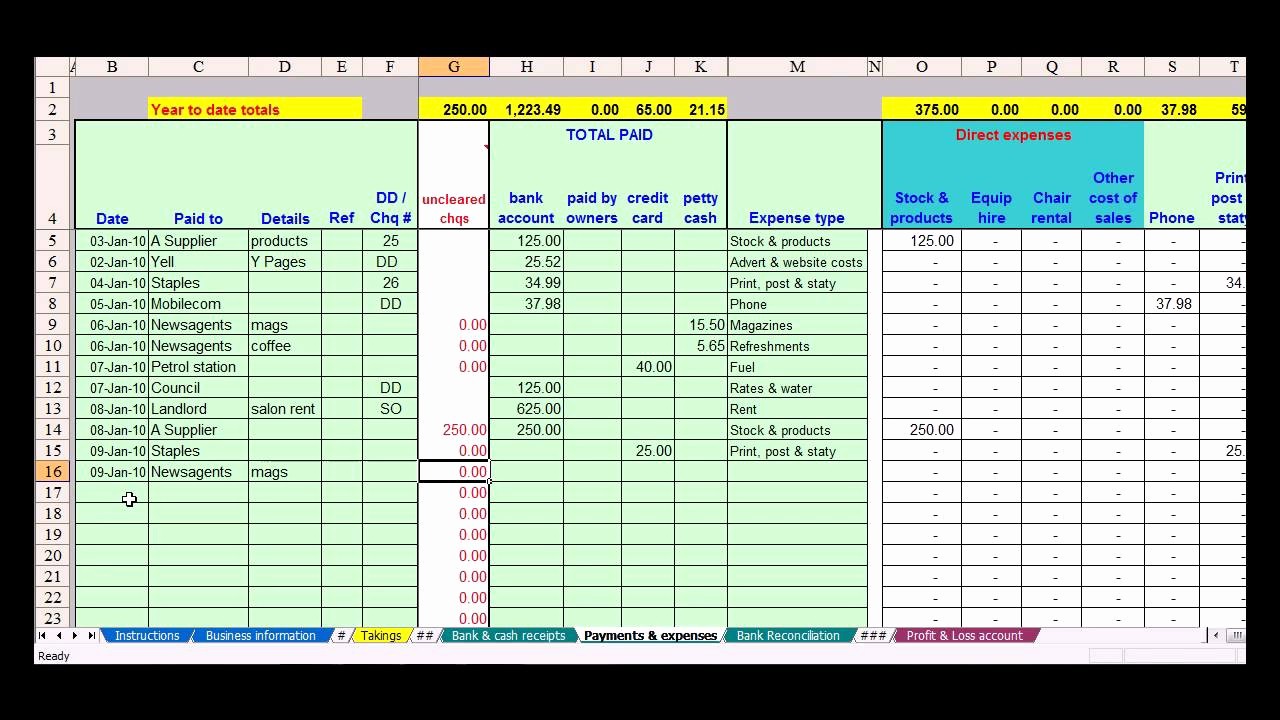 free expenses spreadsheet template for small business