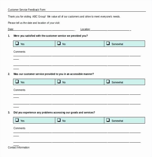 Excel Survey Template Free Download Lovely Customer Feedback form Template