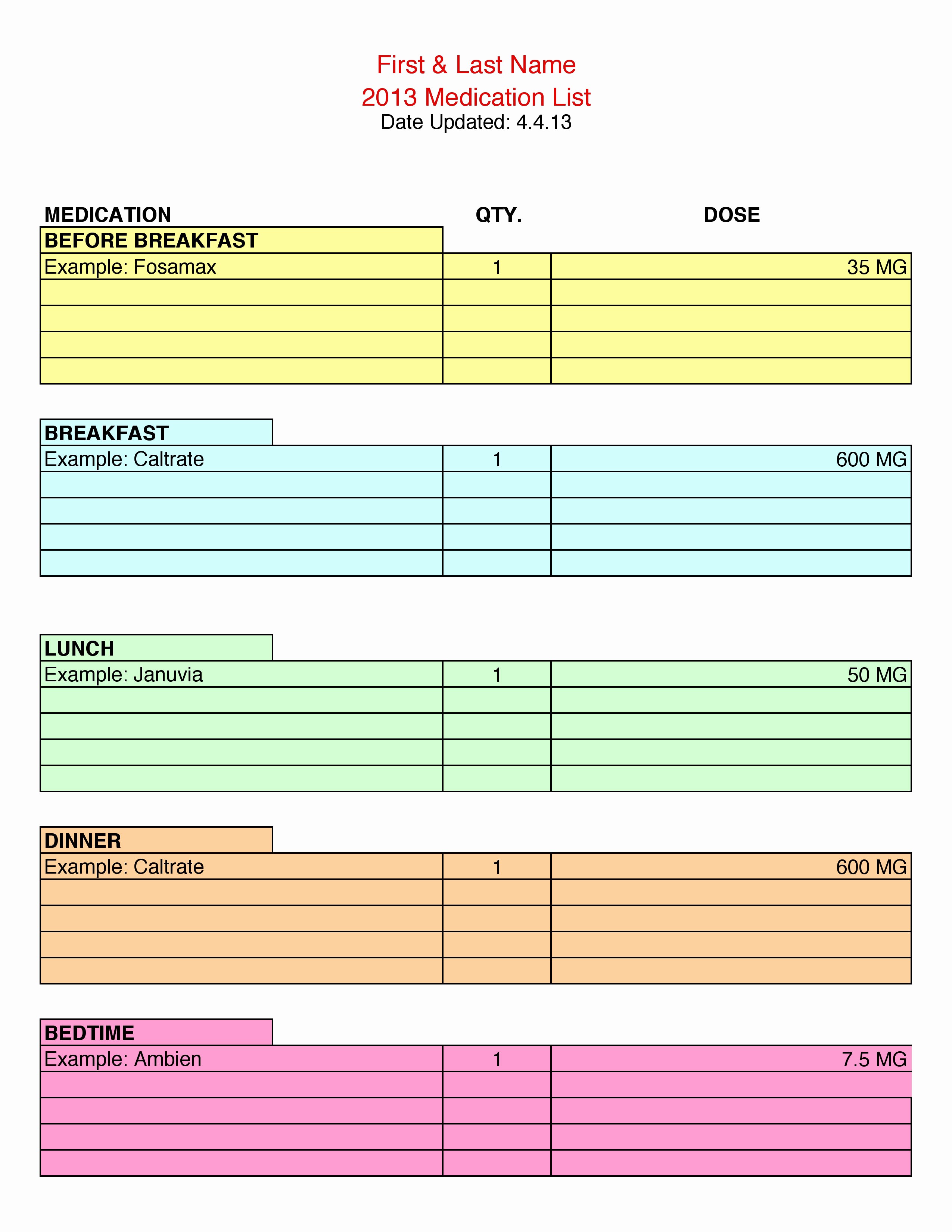 Excel Template for Medication Schedule Beautiful Medical Spreadsheet Templates