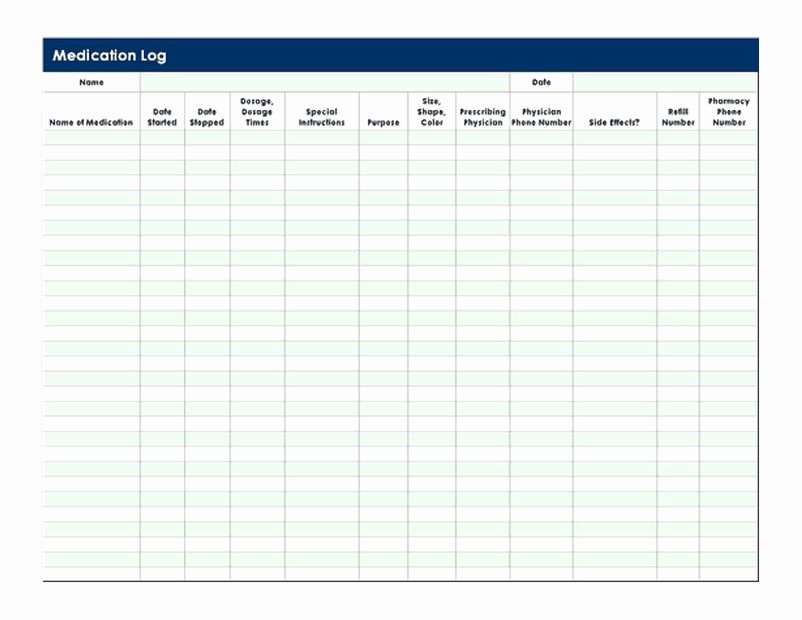 Excel Template for Medication Schedule Elegant Medication Log Template