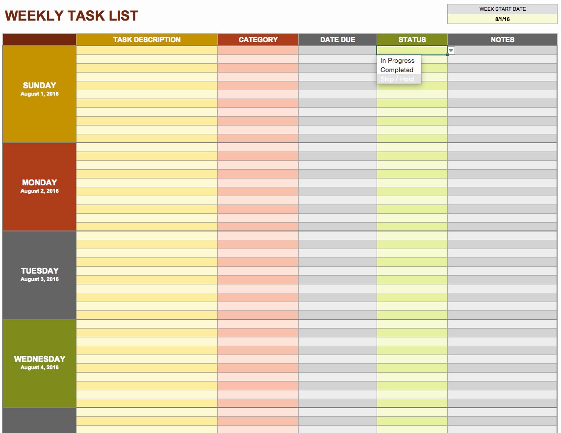 Excel Template for Tracking Tasks Awesome Daily to Do List Template Excel Task Spreadsheet Template