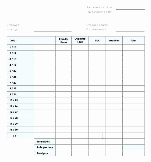 Excel Time Card Template Free Inspirational Semi Monthly Time Card Template Sheet Excel Free Literals