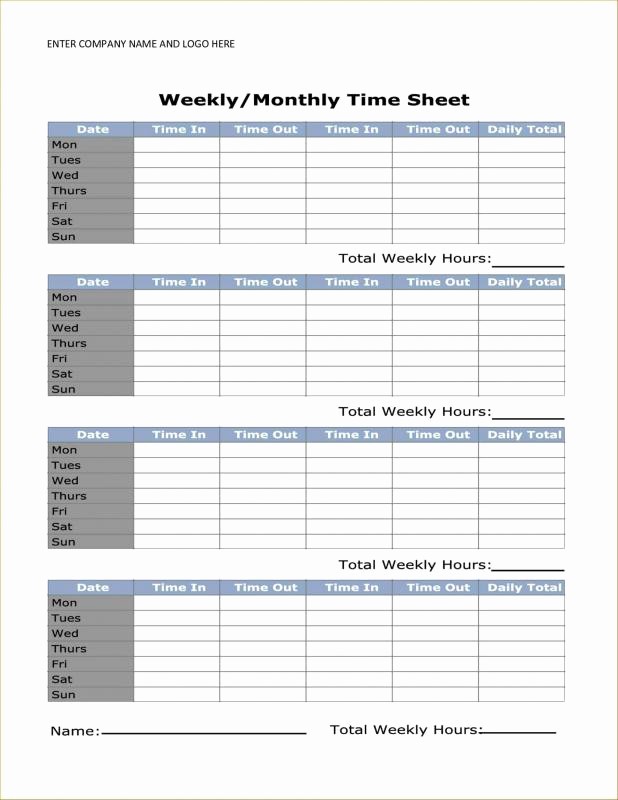 Excel Timesheet for Multiple Employees Awesome Weekly Timesheet Template Excel