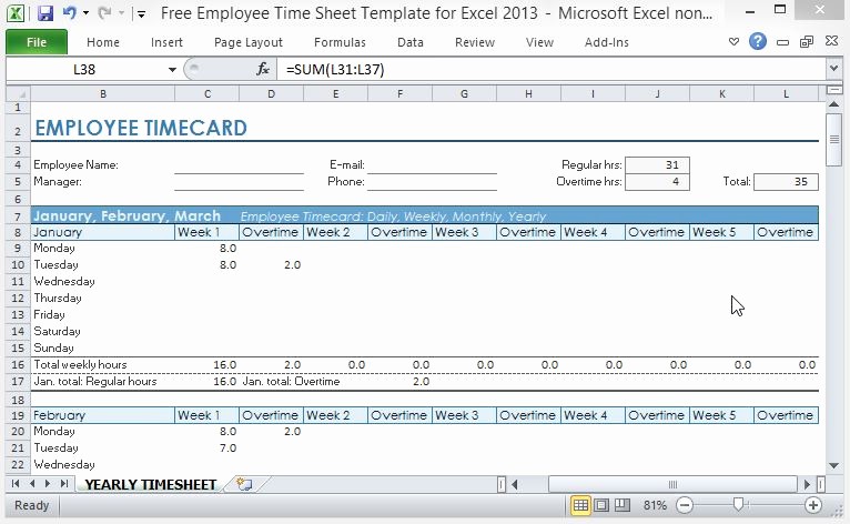 Excel Timesheet for Multiple Employees Best Of Free Employee Time Sheet Template for Excel 2013