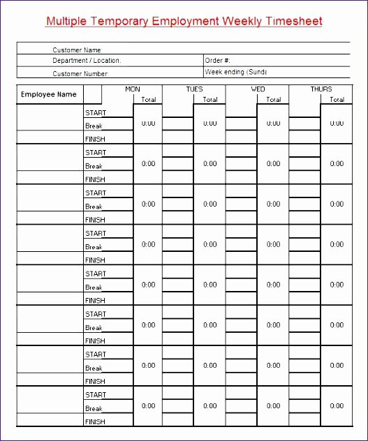 Excel Timesheet for Multiple Employees Unique Free Excel Template Multiple Employees Printable Employee