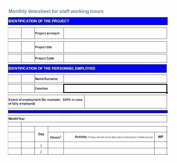 Excel Timesheet Template Multiple Employees Unique Excel Project Template Download Sample Monthly Timesheet