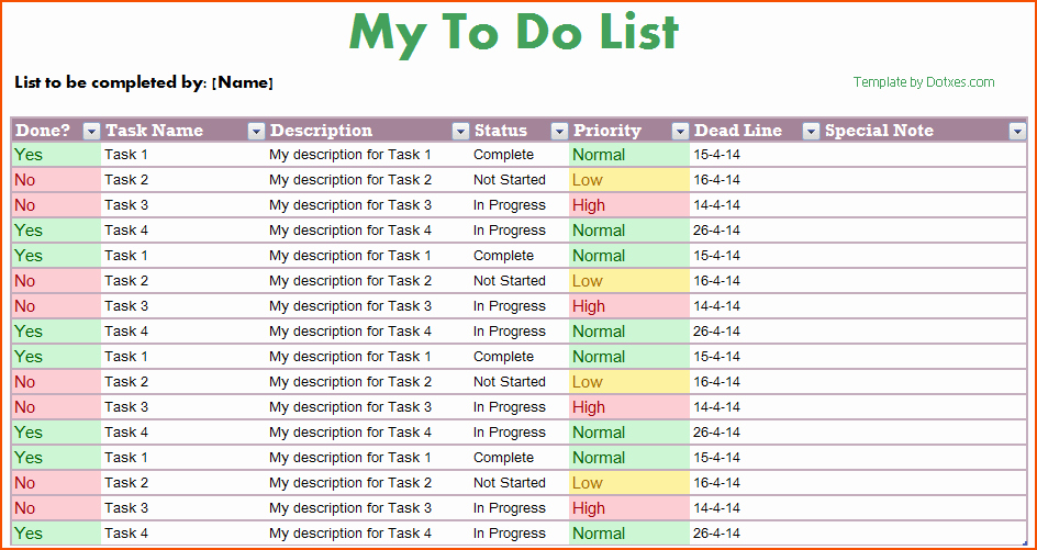 Excel to Do List Template Fresh 5 Excel to Do List Bookletemplate
