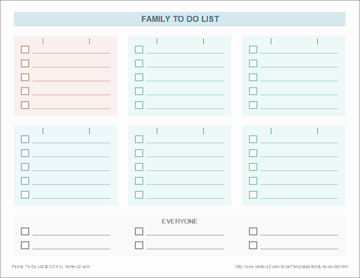 Excel to Do List Template Luxury Family to Do List
