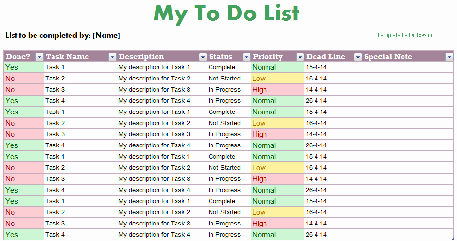 Excel to Do List Template Unique to Do List Template Excel Excel Templates